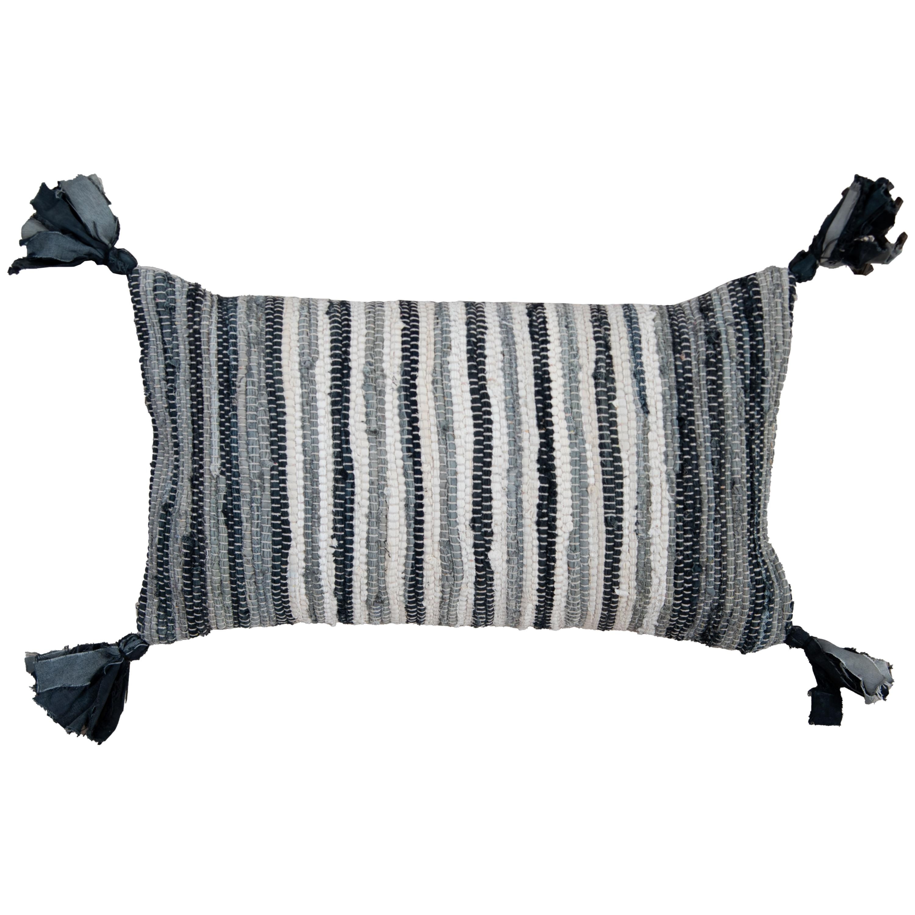 Rizzy Home Striped Textured Recycled Denim Throw Pillow